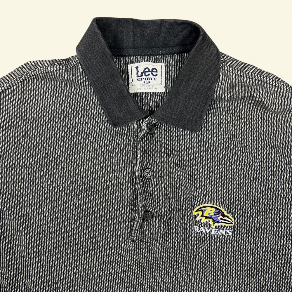 Lee Sport Baltimore Ravens Polo Shirt Mens Medium Black White NFL Logo